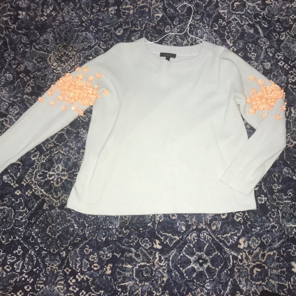 J. Crew orange flower embellished pullover